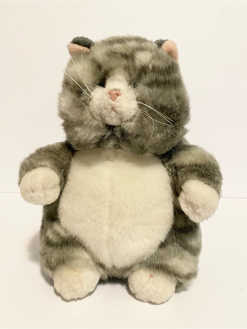 Prudence Russ Berrie Gray White Kitty Cat Plush Chubby Stuffed Animal Toy 9”
